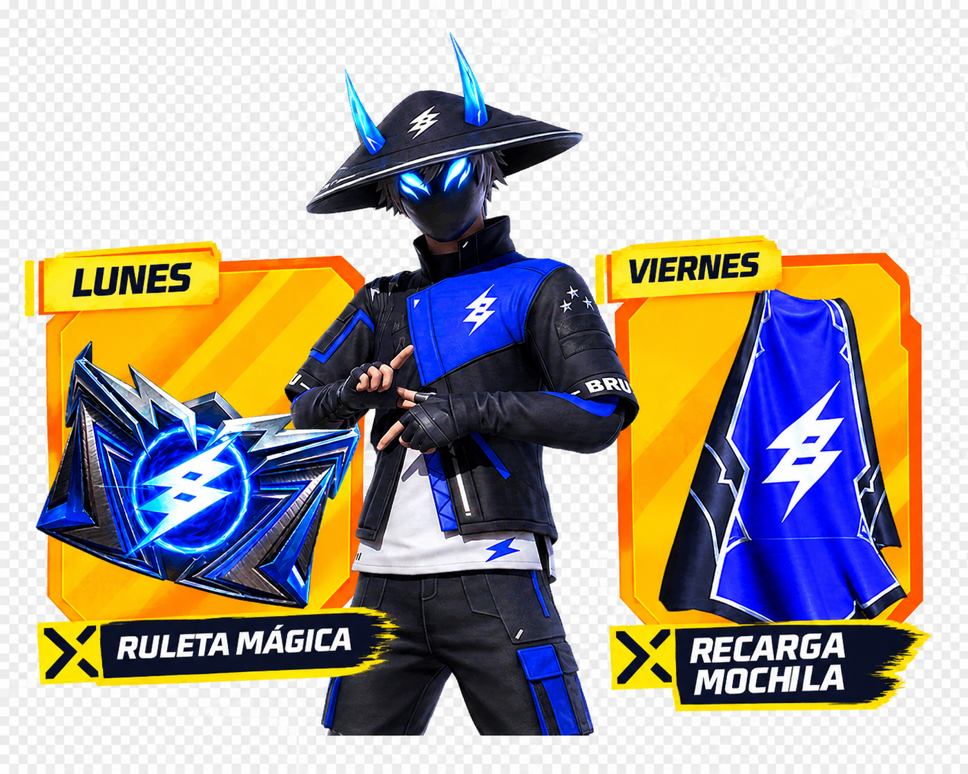 Agenda semanal free fire skin samurai rayo y recarga mochila